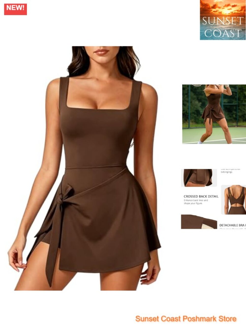 Tennis Dress for Women with Built-in Shorts Crisscross Back Golf Mini Dress